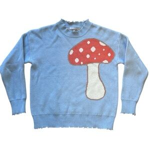 Miss Sparkling Light Blue Mushroom Sweater S